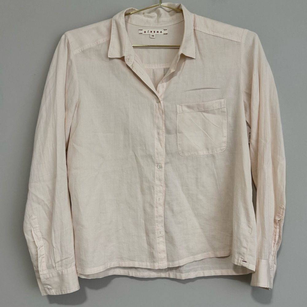 XiRENA Cotton Light Cream Button Downs Shirt